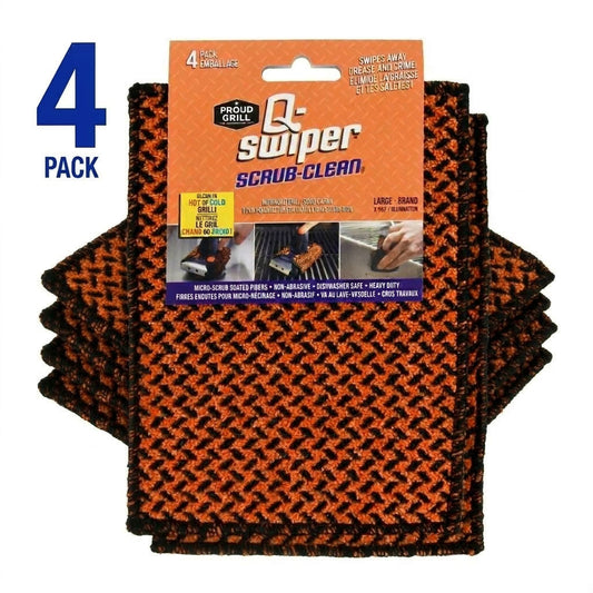 Q-Swiper Scrub-Clean Reusable Grill Cloths - Large Size 4 Pack