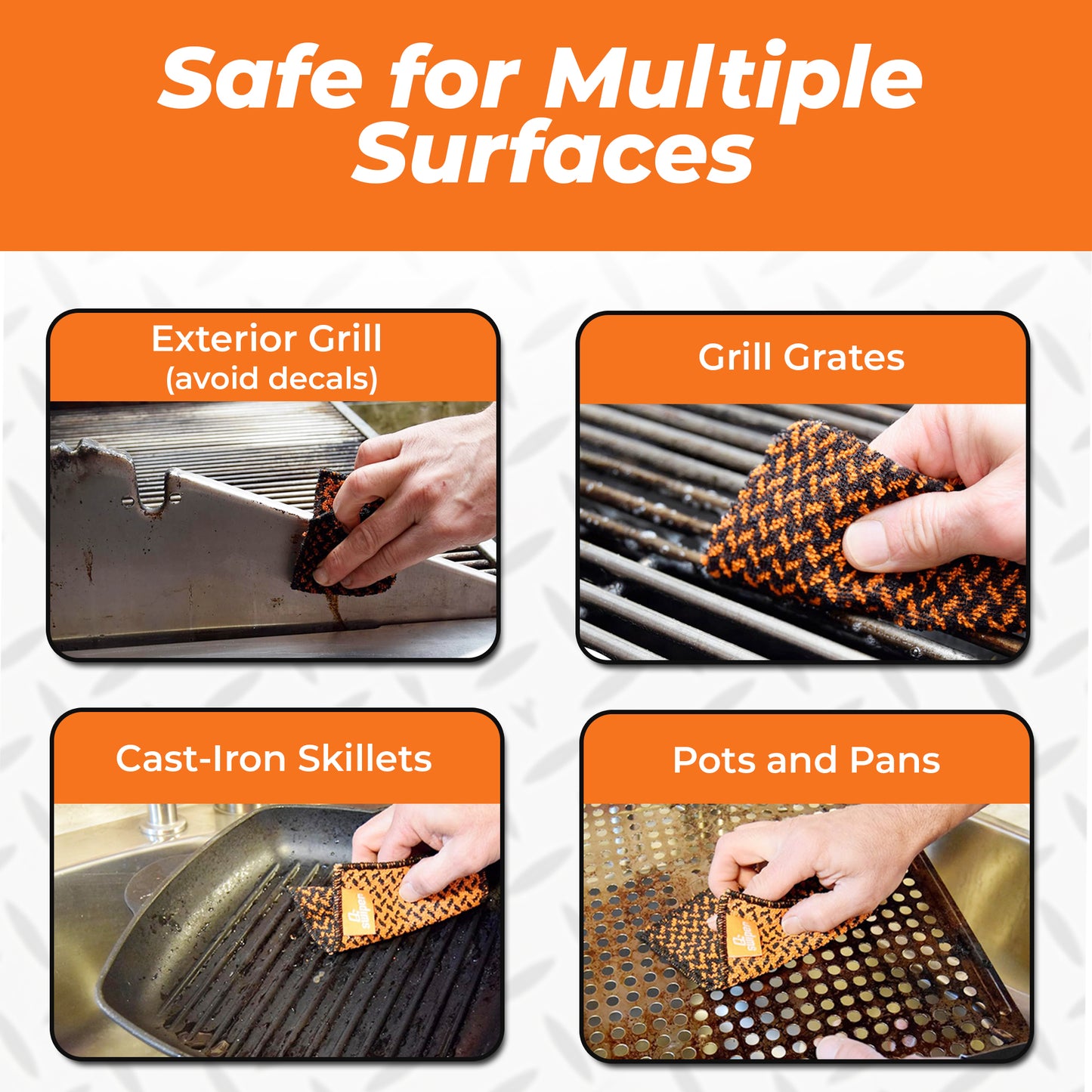 Q-Swiper Scrub-Clean Reusable Grill Cloths - Large Size 4 Pack