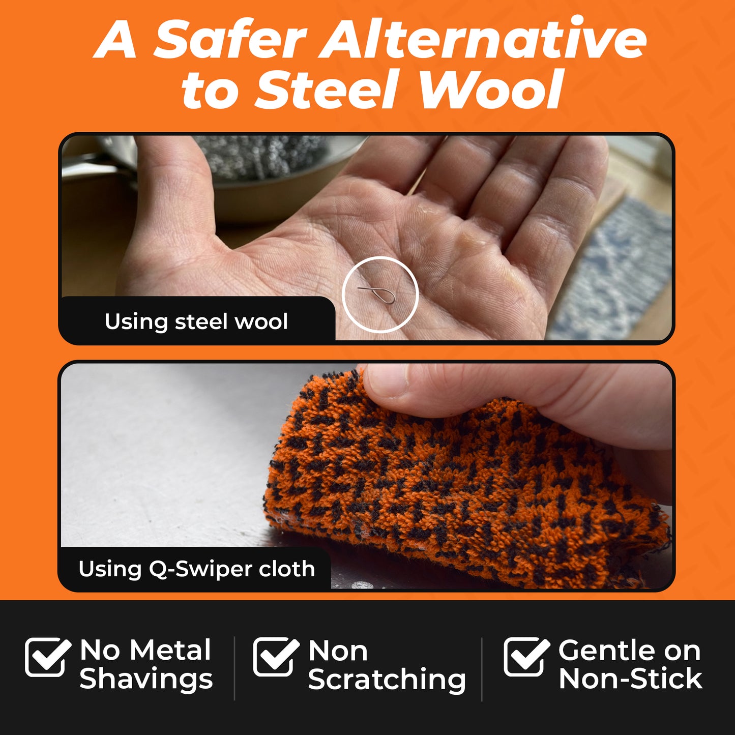 Q-Swiper Scrub-Clean Reusable Grill Cloths - Large Size 4 Pack